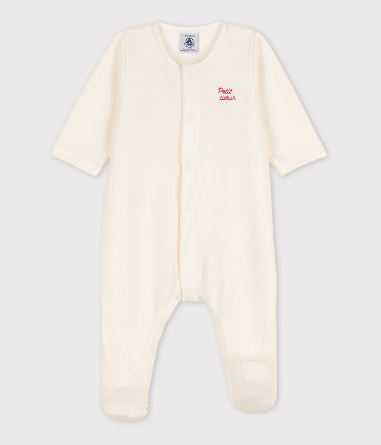 Dors bien et bonnet b&eacute;b&eacute; en double jersey blanc