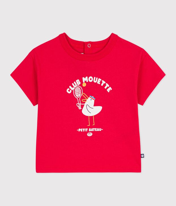 Tee-shirt b&eacute;b&eacute; en coton &agrave; manches courtes, motif mouette rouge