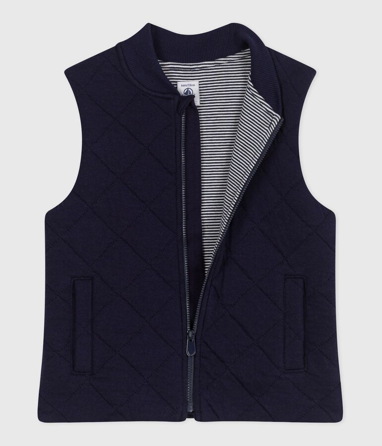 Gilet enfant en coton sans manche uni bleu SOIR