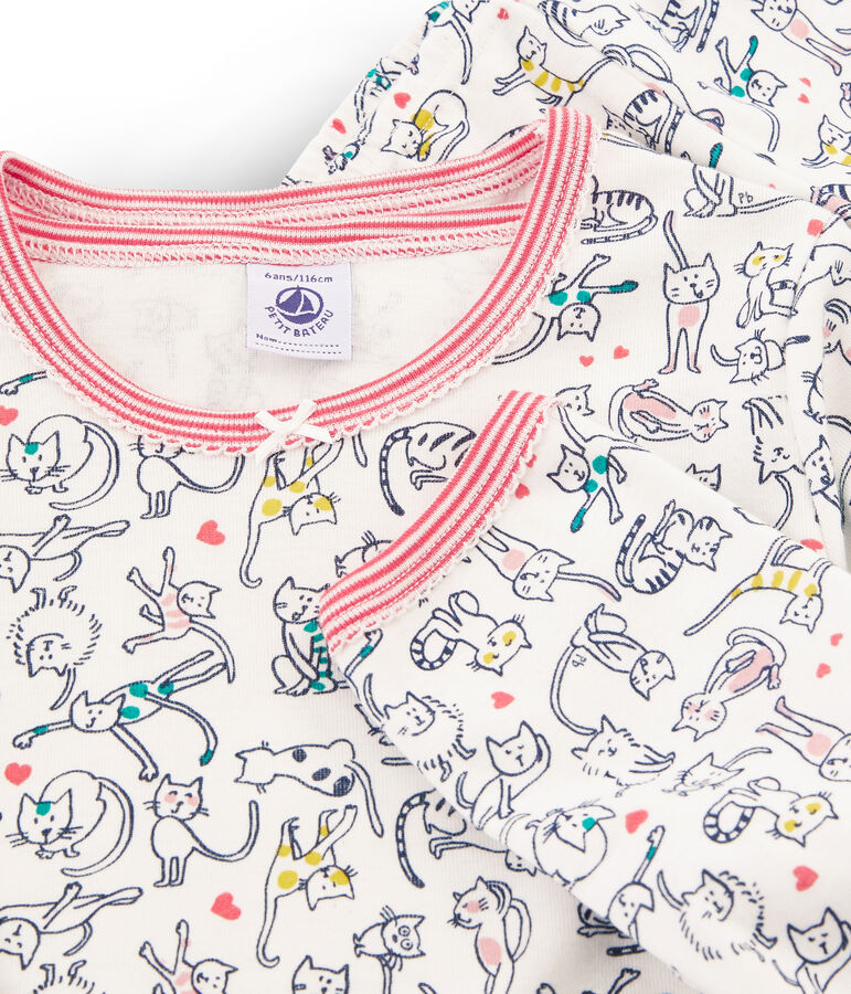 Pyjama en c&ocirc;te blanc MARSHMALLOW/blanc MULTICO