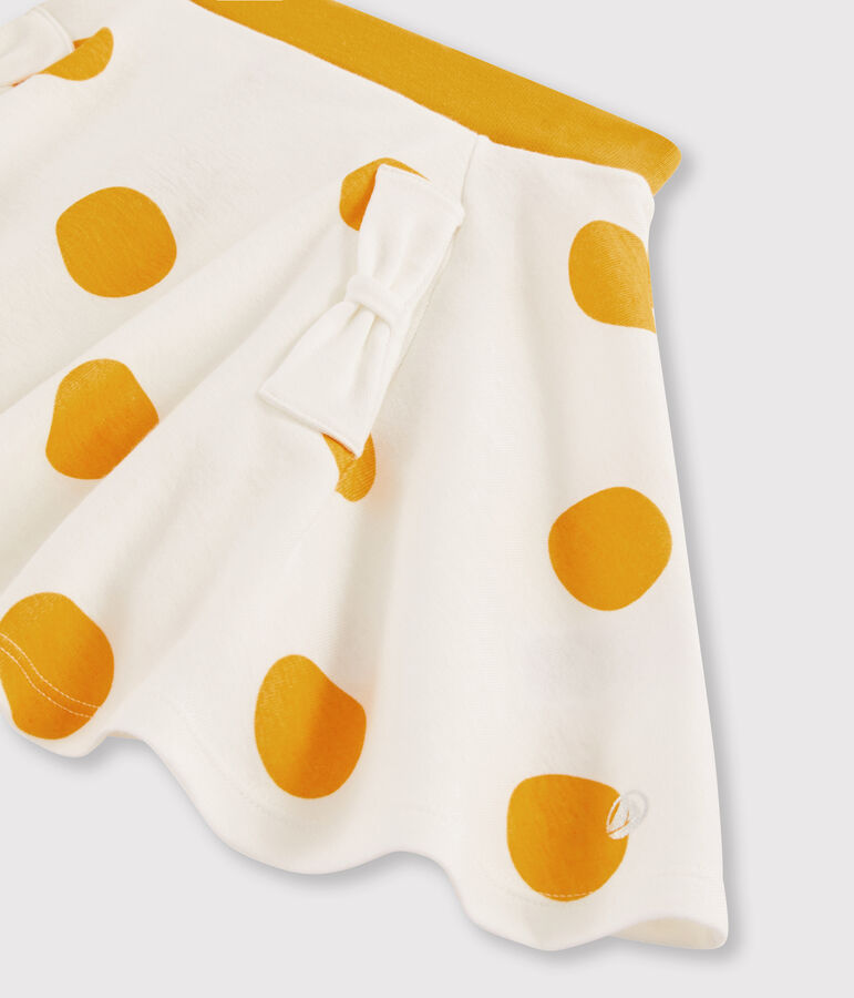 Jupe en maille enfant fille blanc MARSHMALLOW/jaune BOUDOR