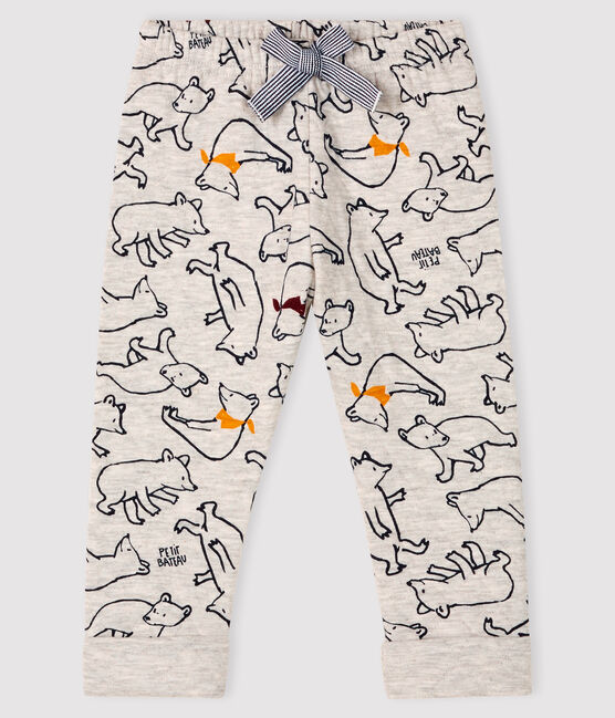 Pantalon bébé garçon en tubique gris BELUGA/blanc MULTICO