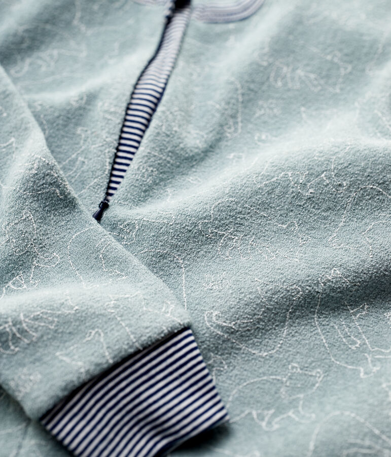 Combinaison ours en bouclette &eacute;ponge gratt&eacute;e enfant gris/blanc