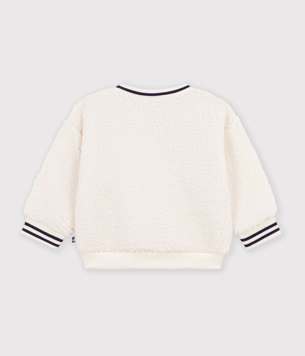 Sweatshirt b&eacute;b&eacute; en sherpa unie blanc cass&eacute;
