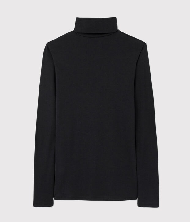 Tee-shirt col roul&eacute; L'ICONIQUE en coton Femme noir