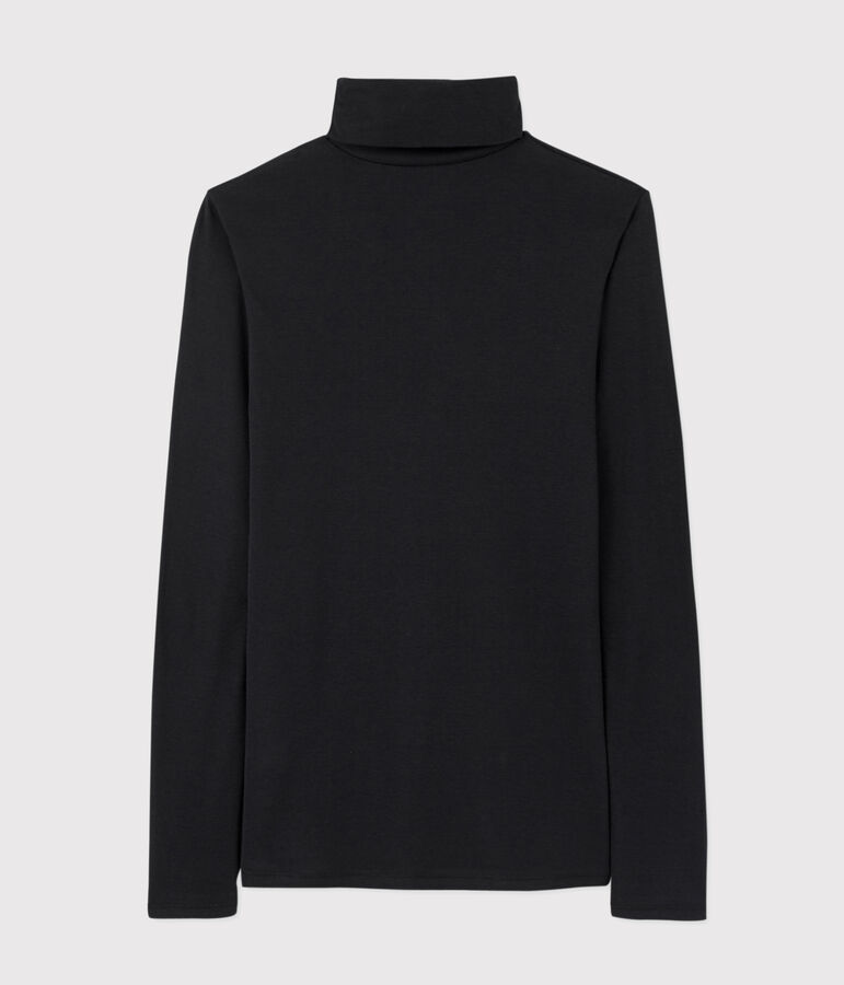 Tee-shirt col roul&eacute; L'ICONIQUE en coton Femme noir NOIR