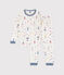 Pyjama imprimé festif petit garçon en velours blanc MARSHMALLOW/blanc MULTICO