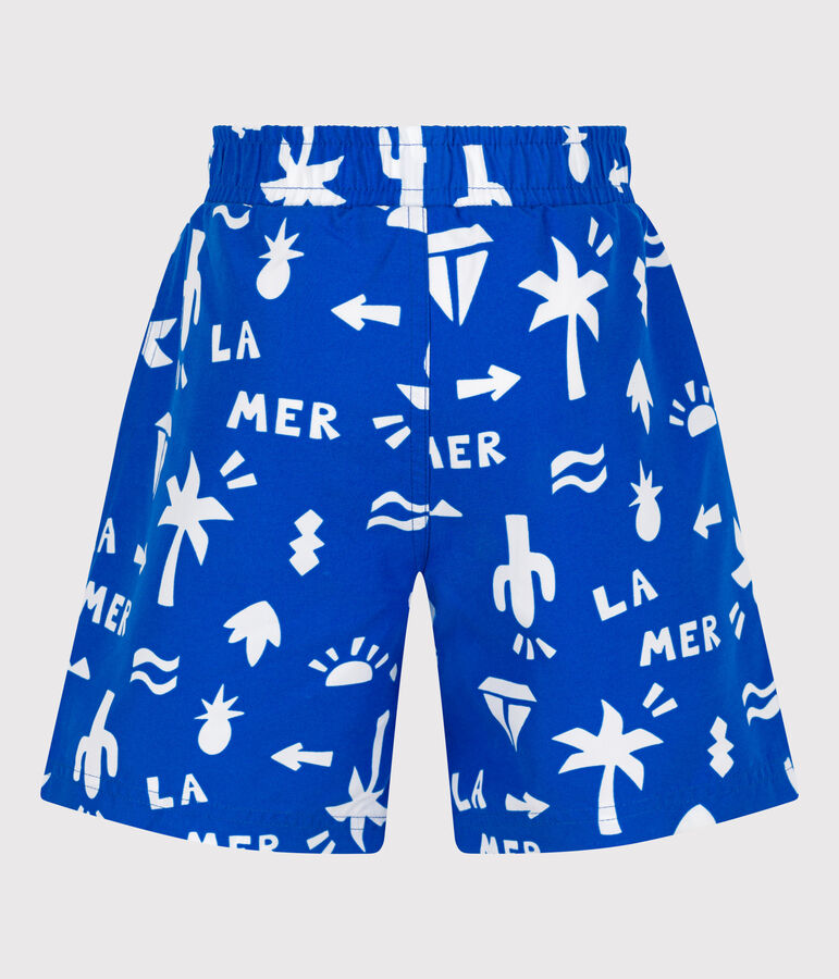 Short de bain enfant imprim&eacute; bleu/blanc