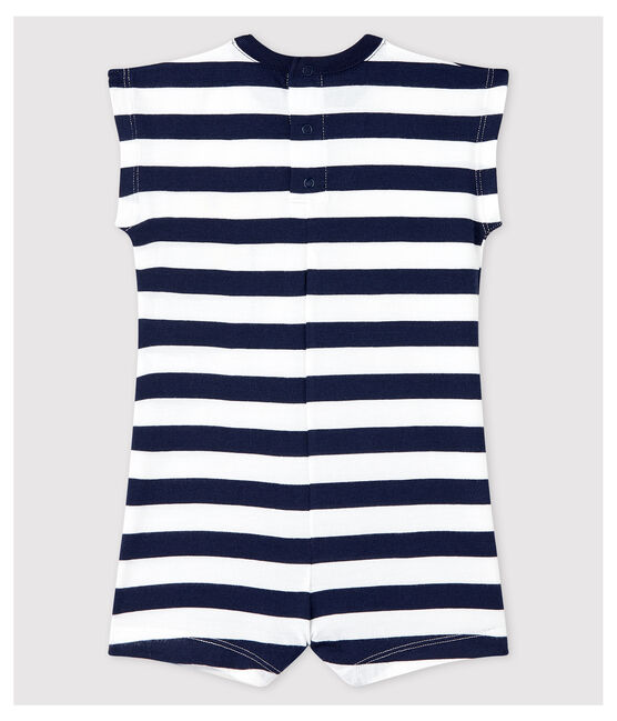 Combinaison courte en jersey rayé bébé garçon bleu SMOKING/blanc MARSHMALLOW