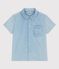 Chemise enfant en coton &agrave; manches courtes bleu BLEU CLAIR