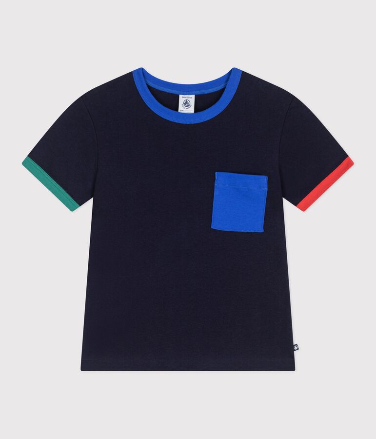Tee-shirt enfant manches courtes en coton bleu SOIR