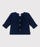 Cardigan bébé tricot point mousse en coton bleu MEDIEVAL