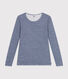 Tee-shirt manches longues rayé en laine et coton femme