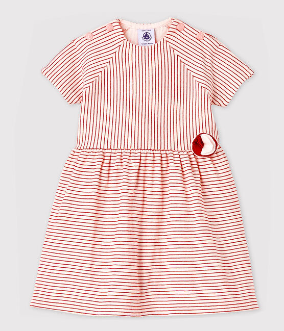 Robe manches courtes en tubique rayée bébé fille rose FLEUR/rose COPPER