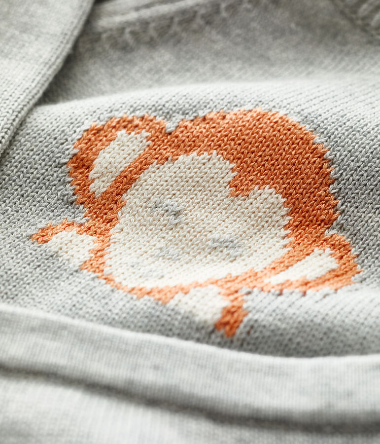 Ensemble 2 pi&egrave;ces jacquard en tricot bio b&eacute;b&eacute; gris BELUGA CHINE