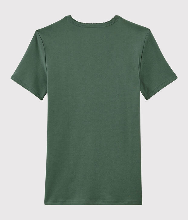 T-shirt col rond iconique en coton Femme vert
