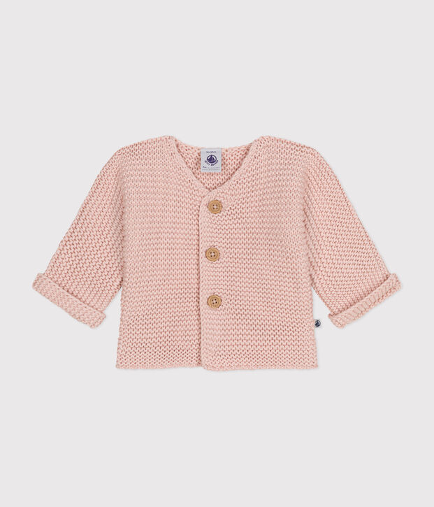 Cardigan en tricot point mousse b&eacute;b&eacute; rose