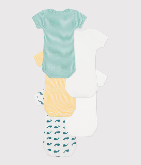 Lot de 5 bodies manches courtes en coton baleines bébé variante 1
