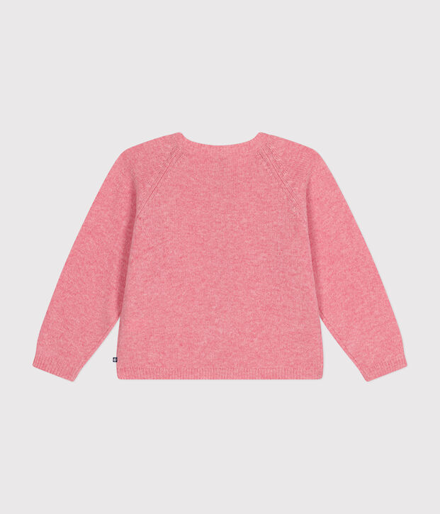 Cardigan en tricot contenant de la laine enfant fille rose