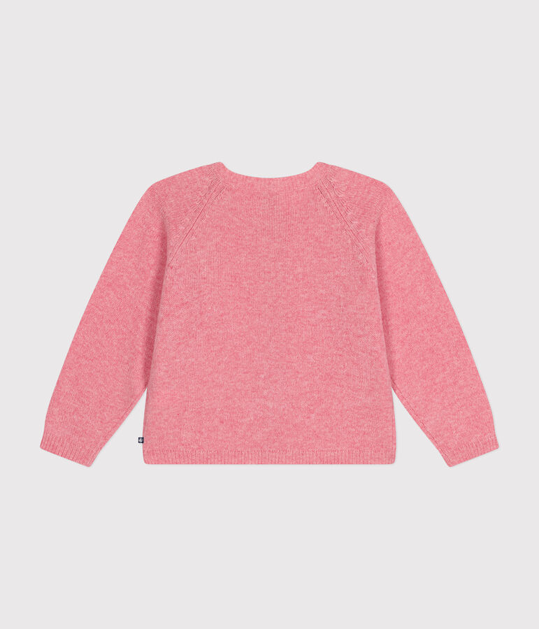 Cardigan en tricot contenant de la laine enfant fille rose ROSELINE CHINE
