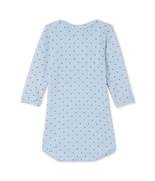 Body b&eacute;b&eacute; gar&ccedil;on manches longues laine et coton bleu/gris