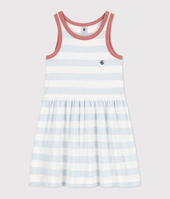 Robe rayée sans manche en coton enfant fille PLEINAIR/ MARSHMALLOW
