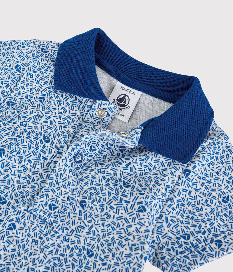 Body col polo en coton b&eacute;b&eacute; gar&ccedil;on gris/bleu