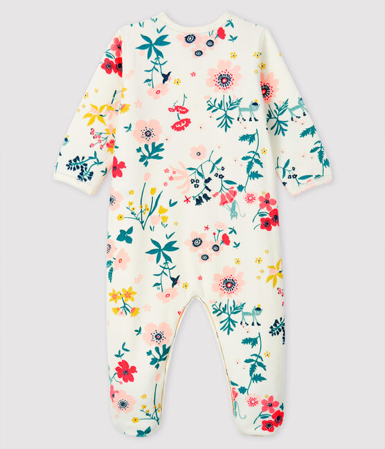 Dors-bien à imprimé fleuri bébé fille en velours blanc MARSHMALLOW/blanc MULTICO