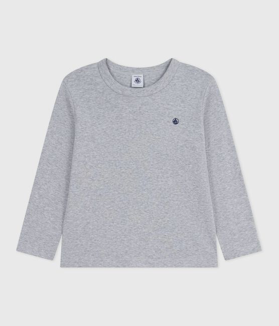 Tee-shirt enfant manches longues en coton uni gris FUMEE CHINE