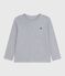 Tee-shirt enfant manches longues en coton uni gris FUMEE CHINE