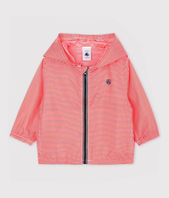 Coupe-vent en polyamide recyclé bébé fille/garçon rose GROSEILLER/blanc MARSHMALLOW