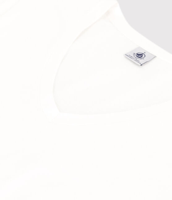 Tee-shirt LE DROIT col V en coton Femme blanc ECUME
