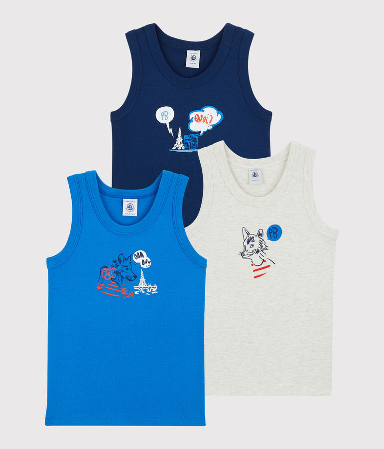 Lot de 3 d&eacute;bardeurs th&egrave;me Paris petit gar&ccedil;on en coton multicouleur