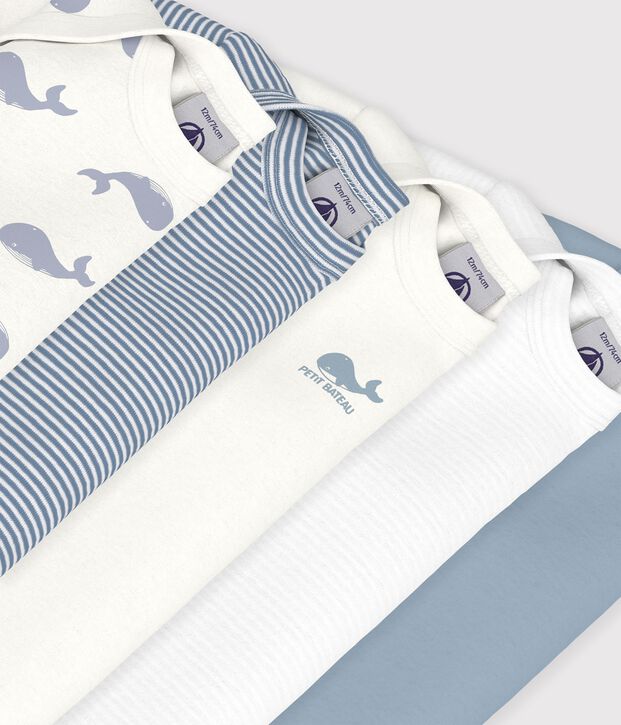Lot de bodies manches longues en coton imprim&eacute; baleine b&eacute;b&eacute; multicouleur