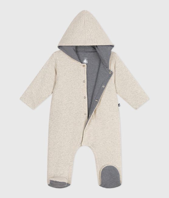 Combinaison ouatinée bébé à capuche et pieds, unie beige MONTELIMAR CHINE
