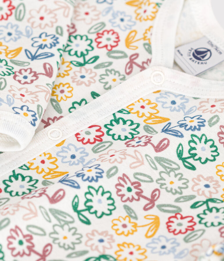 Pyjama sans pieds imprim&eacute; en coton b&eacute;b&eacute; blanc MARSHMALLOW/blanc MULTICO