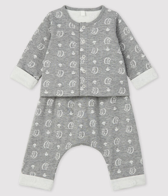 Ensemble 2 pièces jacquard bébé en tubique gris SUBWAY/blanc MARSHMALLOW