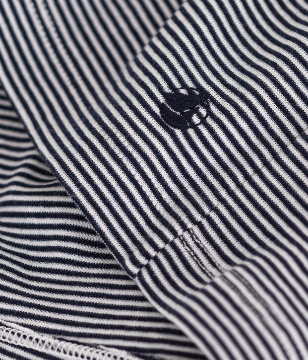 Robe ray&eacute;e manches courtes en coton enfant fille bleu/blanc