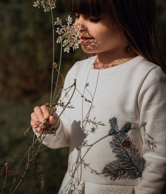 Robe enfant fille Petit Bateau x Deyrolle blanc MARSHMALLOW