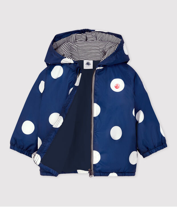 Coupe-vent chaud en polyester recycl&eacute; b&eacute;b&eacute; bleu/blanc