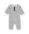 Combinaison bébé garçon en jersey lourd rayé beige COQUILLE/bleu ABYSSE