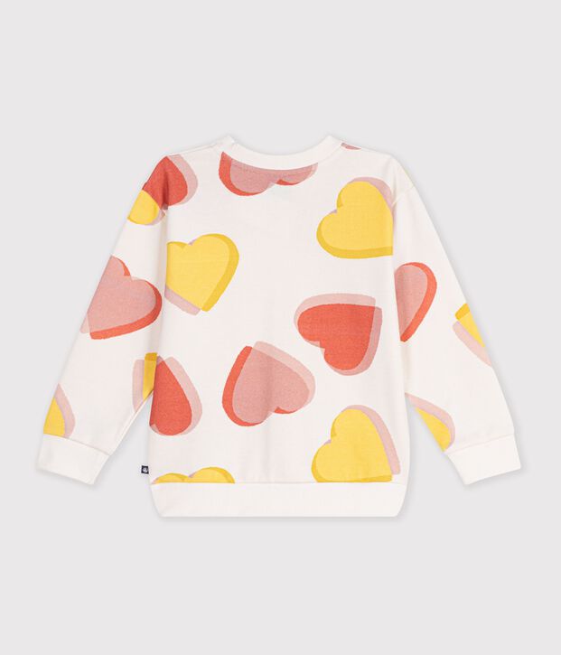 Sweatshirt enfant en coton imprim&eacute; c&oelig;urs blanc/multicouleur