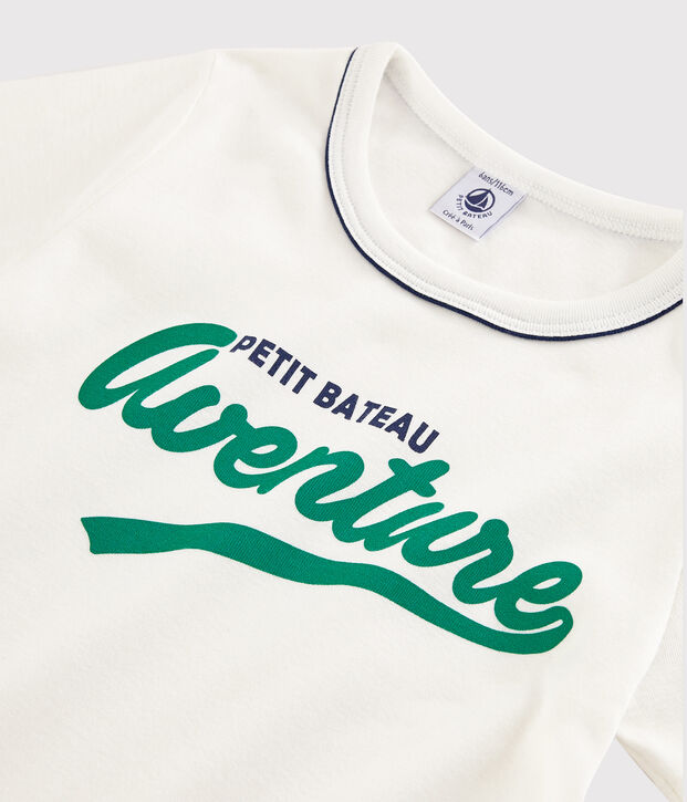 Pyjacourt vert &agrave; &eacute;toiles petit gar&ccedil;on en coton blanc/vert