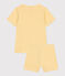 Pyjama short enfant en coton à rayures jaune BLE/blanc MARSHMALLOW