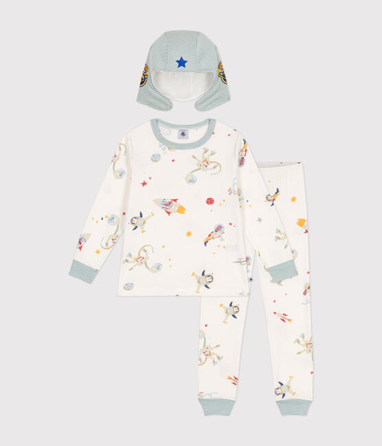 Pyjama déguisement en coton imprimé espace enfant blanc MARSHMALLOW/blanc MULTICO