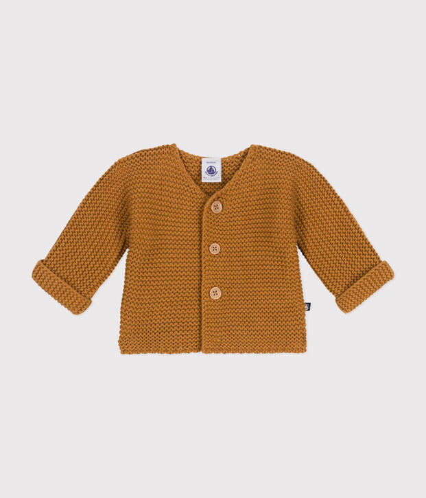Cardigan en tricot point mousse b&eacute;b&eacute; marron