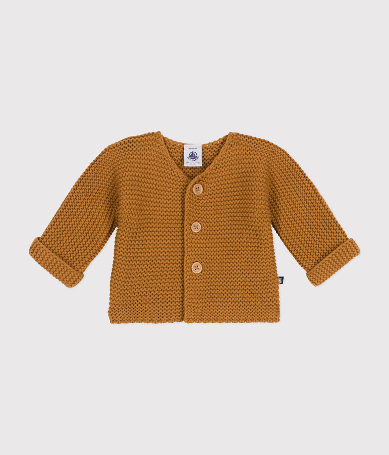 Cardigan en tricot point mousse b&eacute;b&eacute; marron