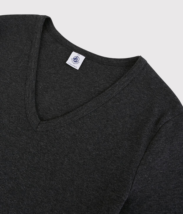 T-shirt col V iconique en coton Femme gris