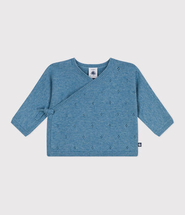 Brassière bébé cache-cœur ajourée en tricot laine et coton