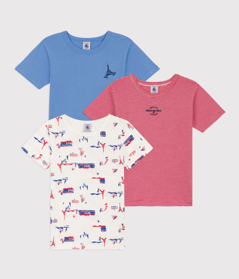 Lot de 3 tee-shirts manches courtes Paris en coton petit gar&ccedil;on variante 1